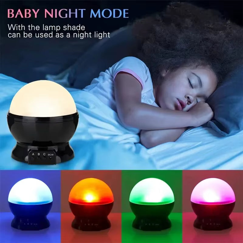 LED Starry Night Light Auto Rotating Pattern 500Mah Lithium Battery Starry Night Projection Light for Bedroom Decoration