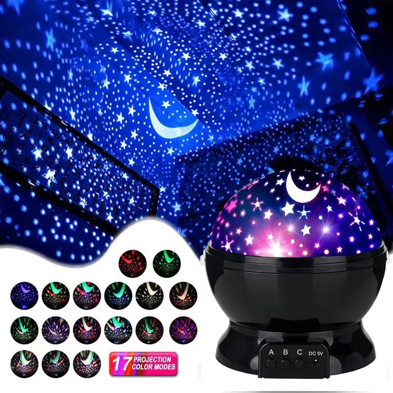 LED Starry Night Light Auto Rotating Pattern 500Mah Lithium Battery Starry Night Projection Light for Bedroom Decoration